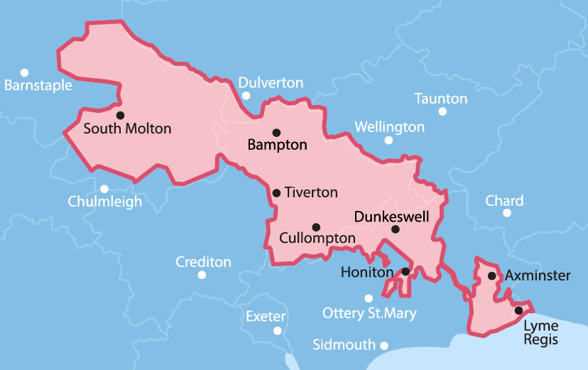 Map of Devon area affected by the hosepipe ban