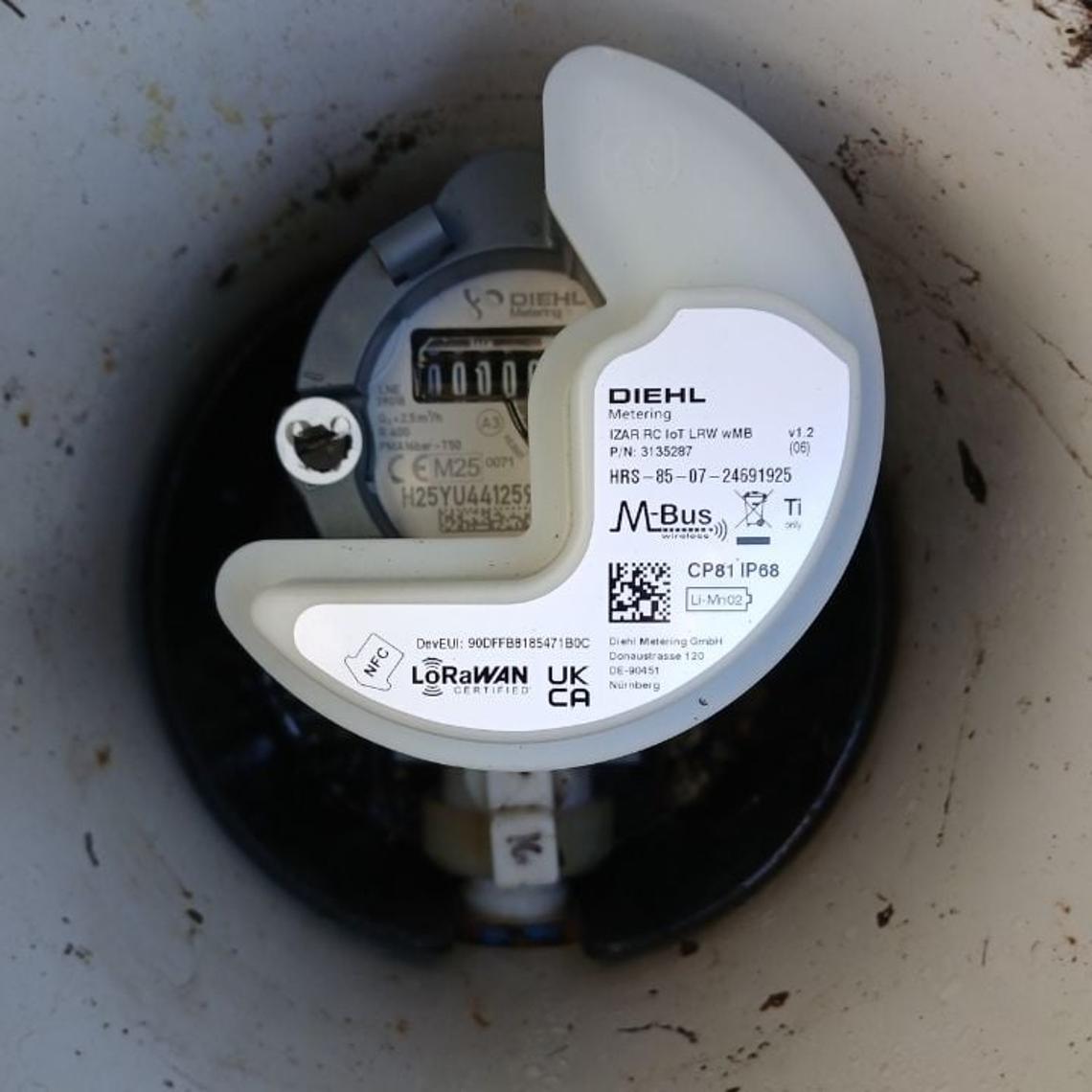 A new style water meter showing a reading