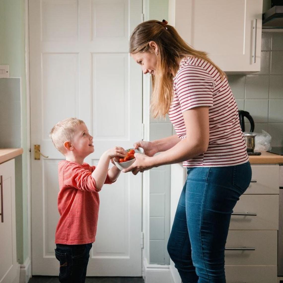 Mother and son in the kitchen
