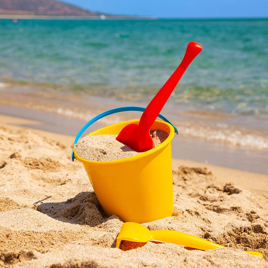 Bucket and spade at the beach