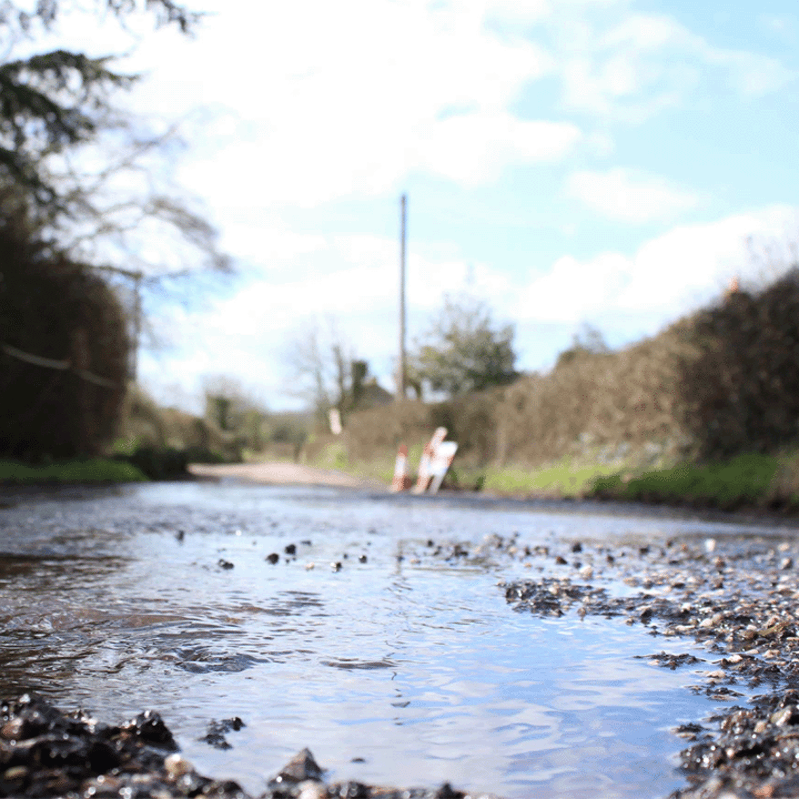 Water leak in road