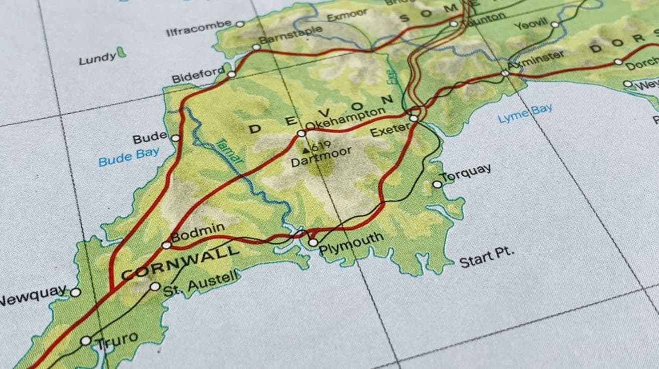 Map of the South West