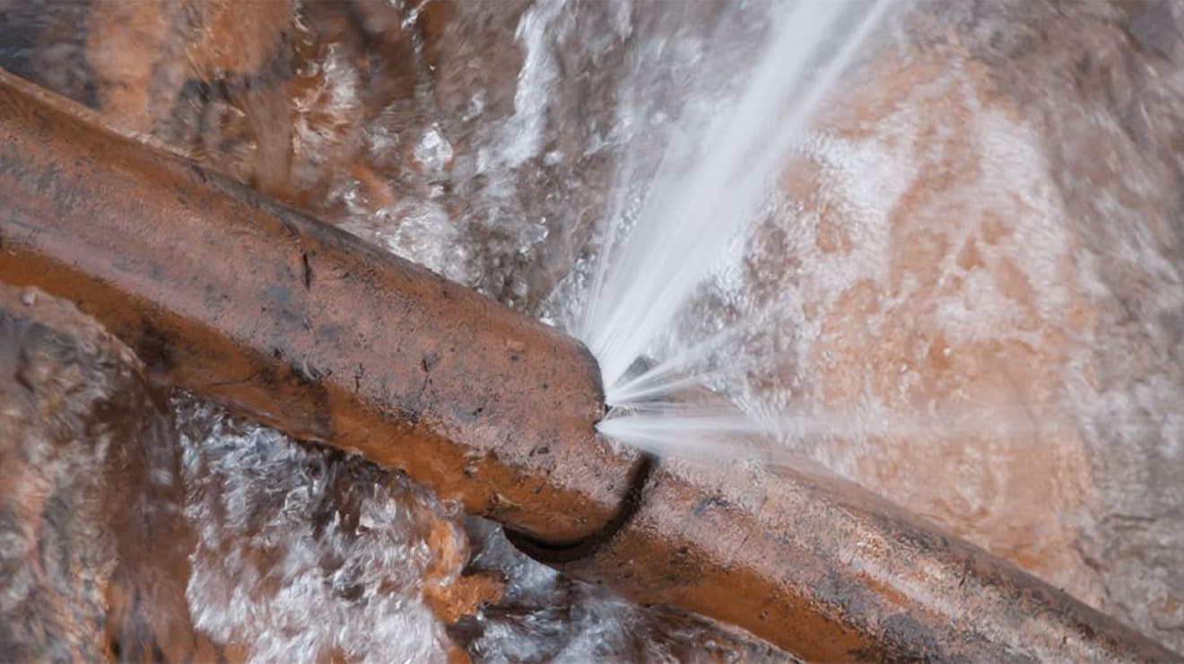 Picture of a burst metal pipe