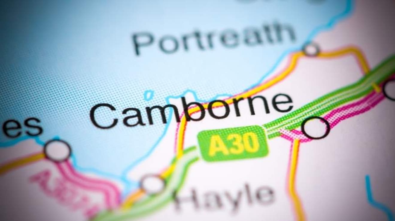 Map showing Camborne
