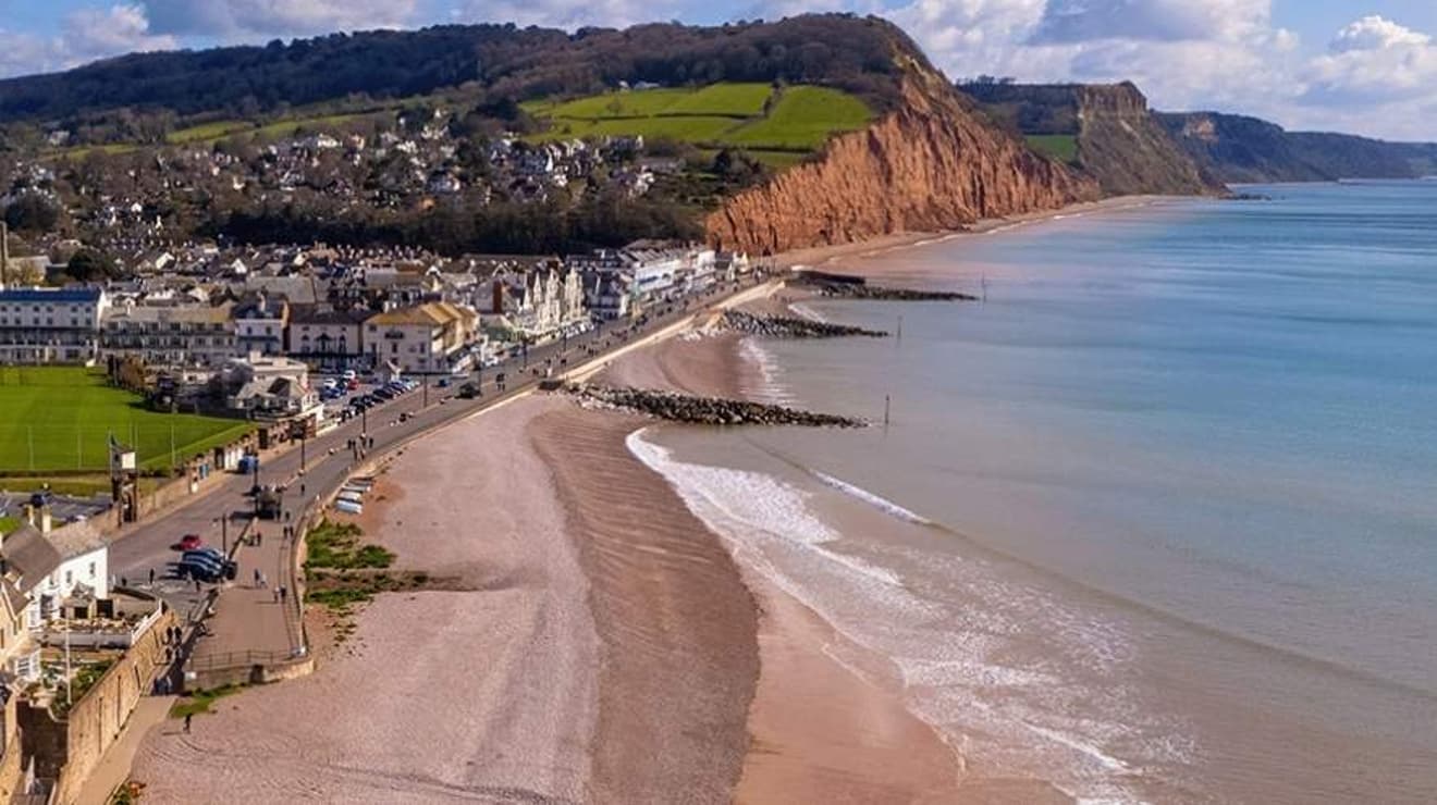 Aerial view over Sidmouth town