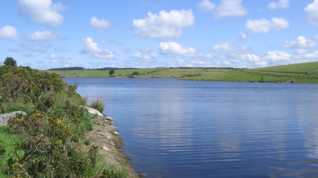 Scenic Colliford reservoir landscape on a sunny day
