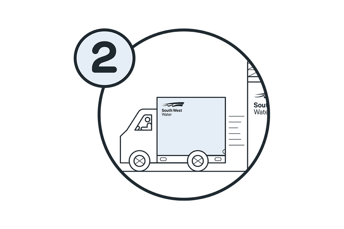 Graphic of South West Water van leaving the office