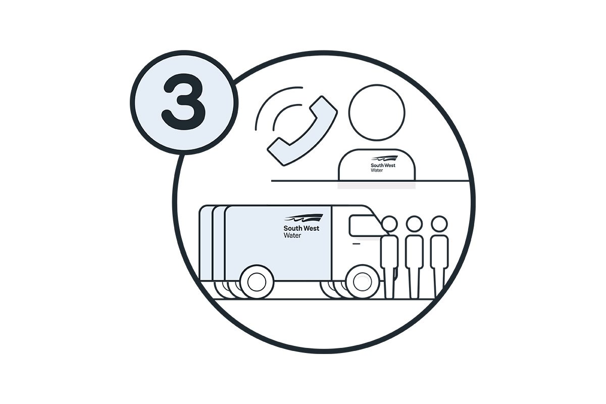 Graphic of phone operator and van driver