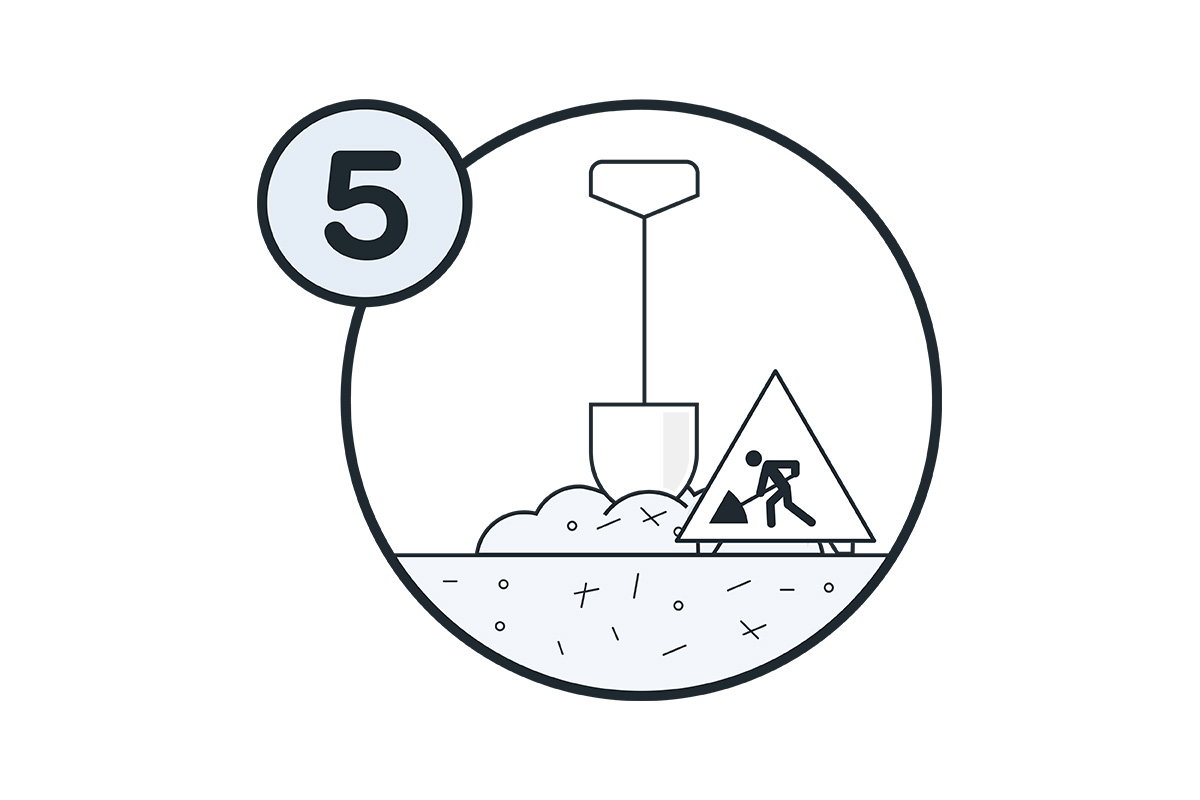 Graphic showing a spade digging into the ground