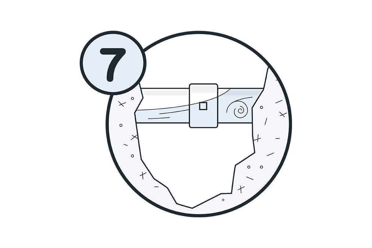 Graphic showing water successfully running through a pipe with no leaks