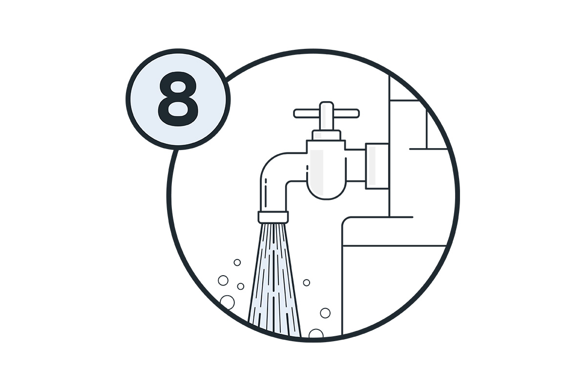 Graphic showing water running out of a tap