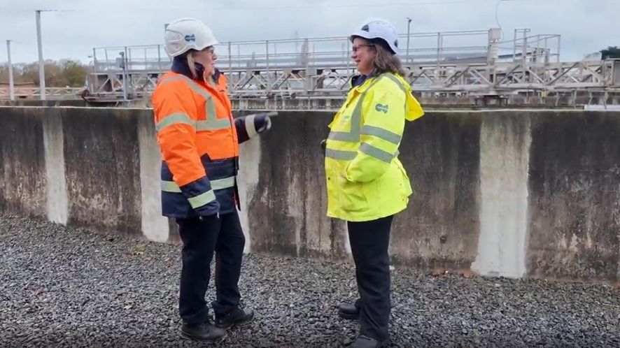 Susan visiting the water treatment works