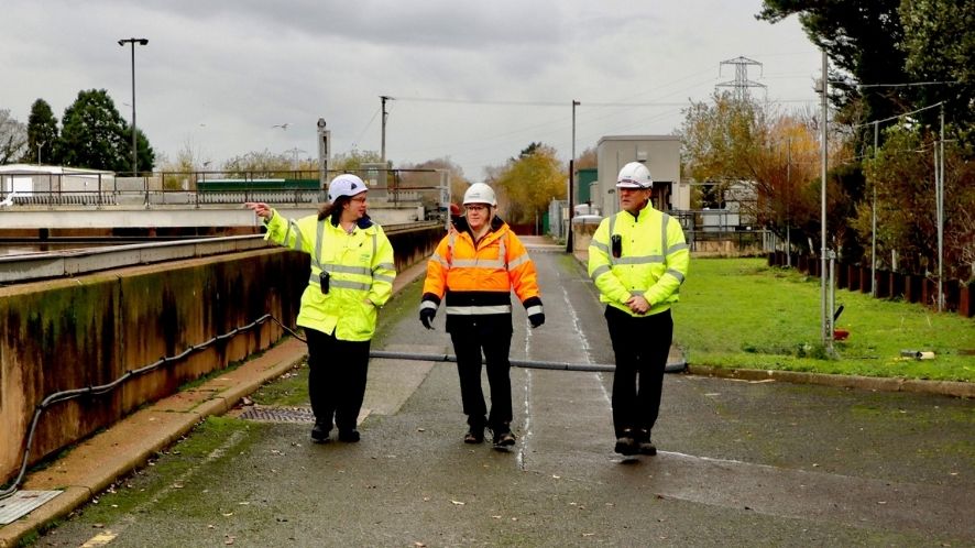 Susan Davy having a tour of the site