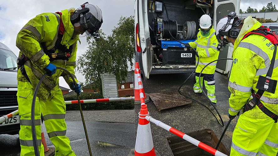 Workers cleaning out sewers