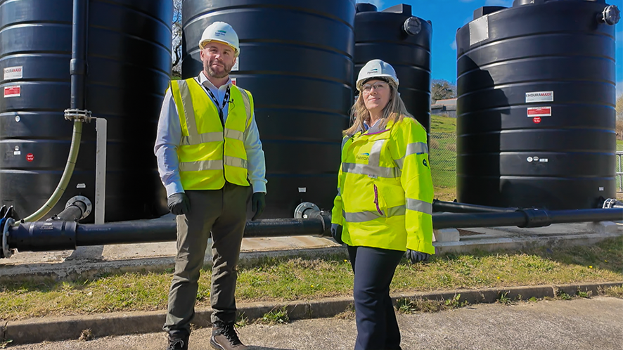 Image of Susan Davy and male colleague in hi-via jackets