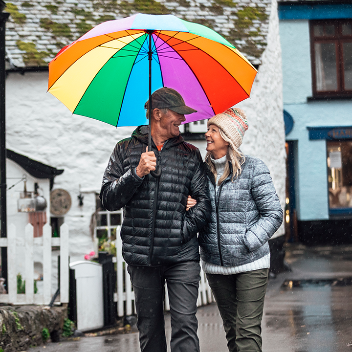Picture of a couple under an umbrella 