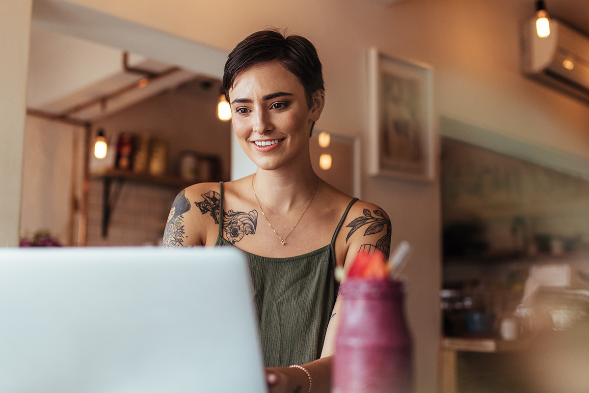 Young lady using her laptop